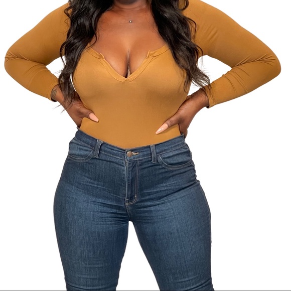 DRAIA CARAMEL BROWN BODYSUIT - Picture 2 of 2